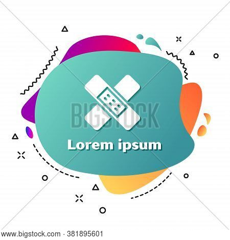White Crossed Bandage Plaster Icon Isolated On White Background. Medical Plaster, Adhesive Bandage, 