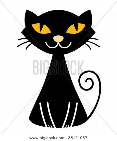 Cute Halloween sort kat isoleret på hvid