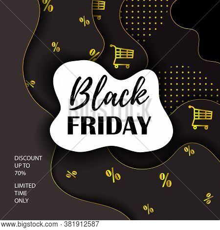 Black Friday Sale Banner Papper Cut Effect. Vector 10 Eps Illustration.