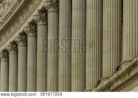 Piazza Venezia Monument Columns In Rome, Italy