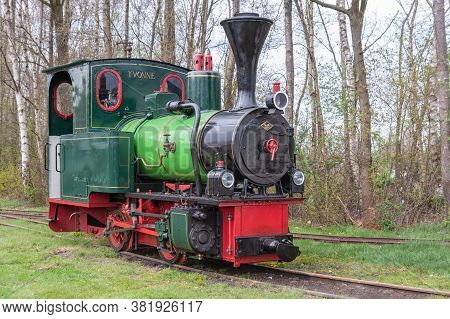 Barger Compascuum, The Netherlands- April 14, 2012: Historic Steam Locomotive Used For Digging Peat 