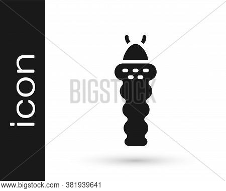 Black Larva Insect Icon Isolated On White Background. Vector