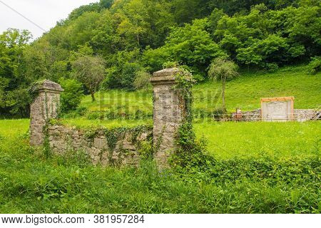 The Remains Of The Wall At The Former World War One Cemetery In Kamno, Primorska, Slovenia. The Bodi