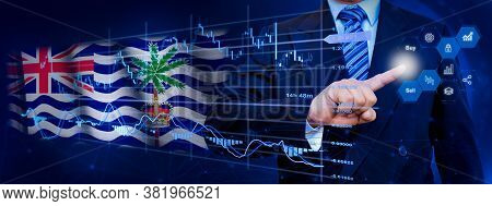 Businessman Touching Data Analytics Process System With Kpi Financial Charts, Dashboard Of Stock And