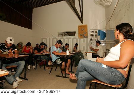 Eunapolis, Bahia / Brazil - November 6, 2010: People Are Seen Taking Exams At The National High Scho