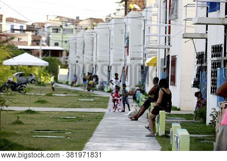 Salvador, Bahia, / Brazil - September 30, 2014: People Are Seen Near Housing Units Built By The Gove