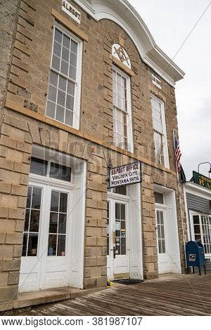 Virginia City, Montana - June 29. 2020: This Historic Building For Virginia City Post Office 59755, 