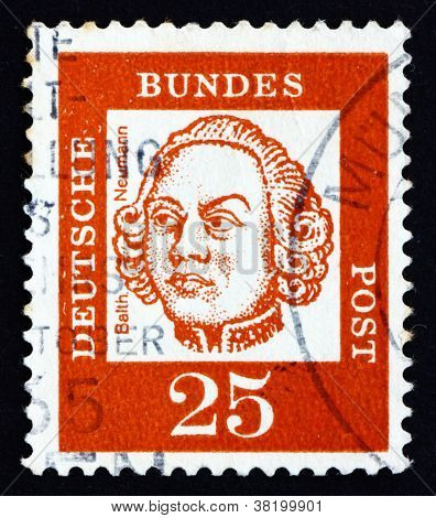 Postage stamp Germany 1961 Johann Balthasar Neumann, German Baroque Architect