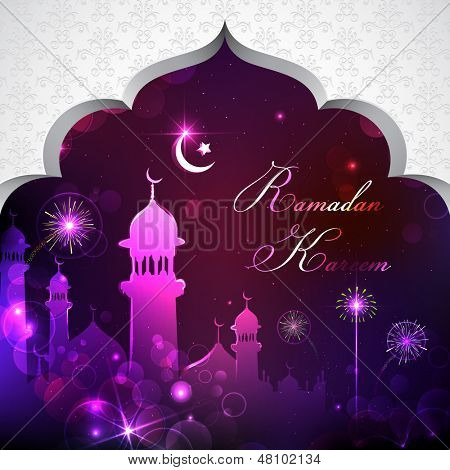 ilustrace Eid Mubarak zázemí s mešitou