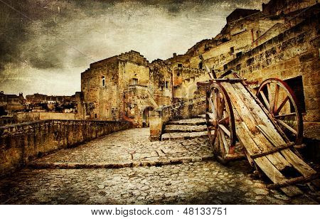 Antik Matera - İtalya, sanatsal tonda resim