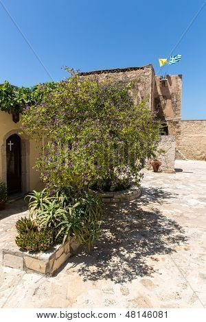Monastery (friary) In Messara Valley At Crete Island In Greece. Messara