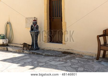 Monastery (friary) In Messara Valley At Crete Island In Greece. Messara - Is The Largest Plain In Cr