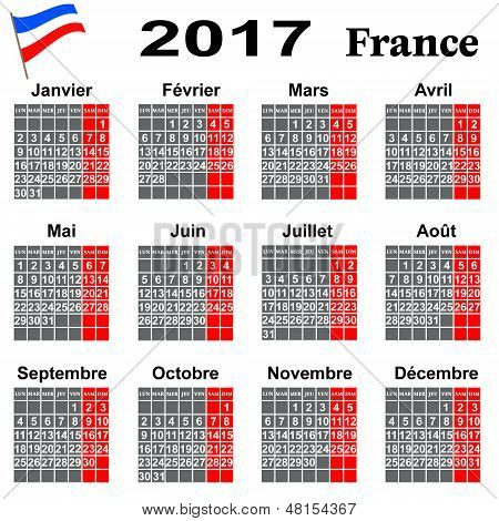 Calendar for 2017 Year.