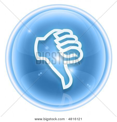 Duim omlaag pictogram ijs, geïsoleerd op een witte achtergrond.