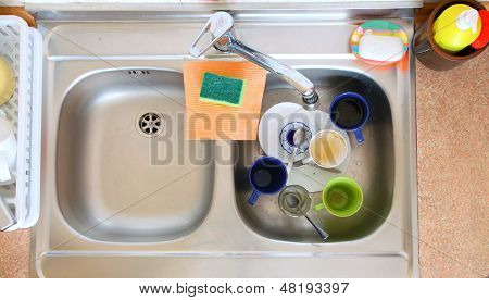 Washing-up Bowl In Kitchen Cup