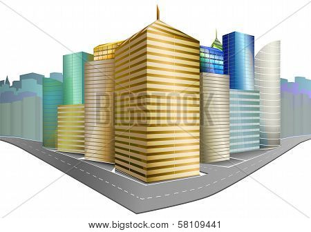 City District Isolated On White