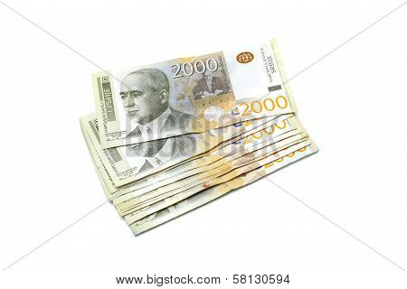 Serbian Currency - A Heap of 2000 Dinar Banknotes
