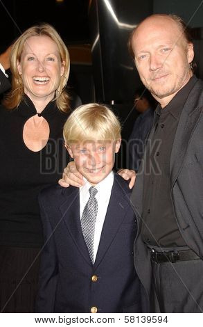 Deborah Rennard and Paul Haggis with their son  at the Los Angeles premiere of 