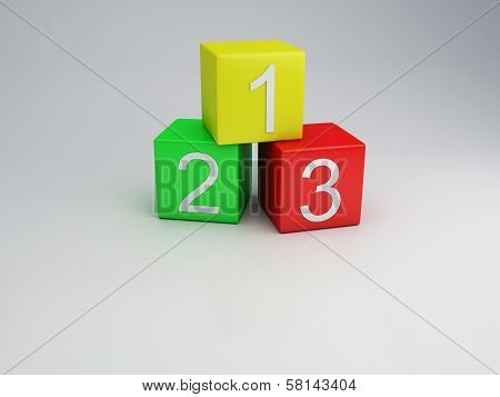 Blocks 123 numbers, 3d render