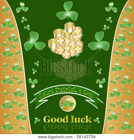 St. Patrick's Day  With Clover And Gold.