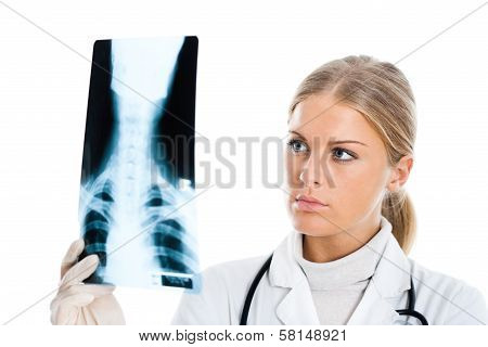 Doctor looking at x-ray image
