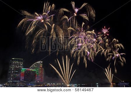 DUBAI, UAE - JANUARY 3: Dubai Shopping Festival grand opening with the fireworks on January 3, 2013