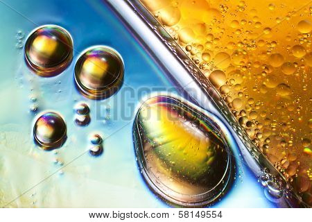 Oil and water bubble colorful and shining abstract