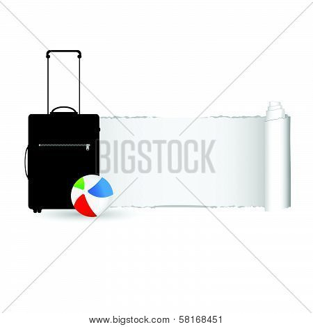 Travel Bag With Tearing Paper Color Vector Illustration