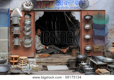 Street Stall With The Self-built Objects Of Meta In India