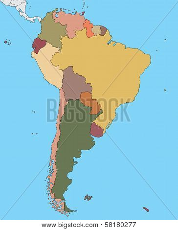Colorful map of South America