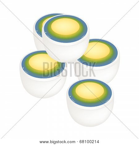 Stack Of Thai Dessert Of Layer Coconut Pudding
