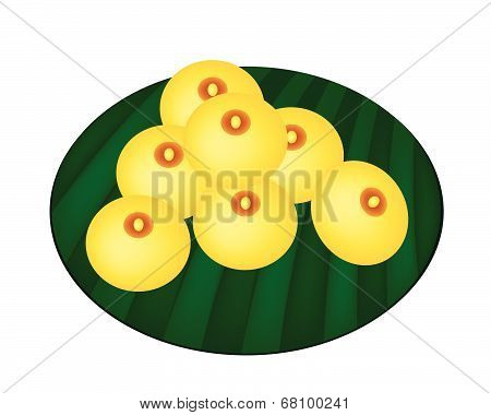 Delicious Charming Moon Or Rice Flour Dumplings With Egg Yolks