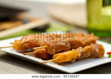 Satay Chicken On Skewers Al Fresco