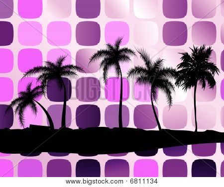 Palm trees against squares - an abstract background