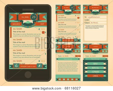 Vector vintage email interface template.