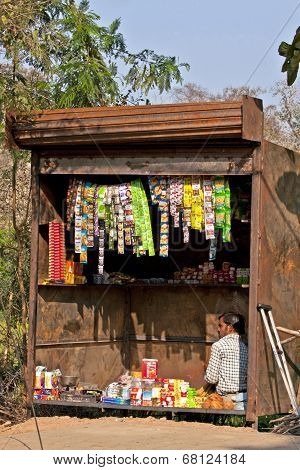Typical Small Shop Selling Basic Products In Indian Villages.