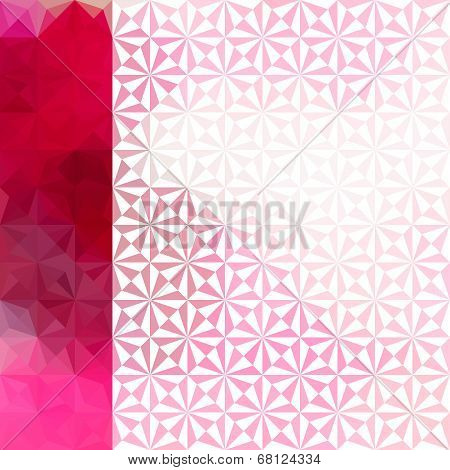 Pink Defocused Background With Geometric Triangular Ornament And Bright Spripe. Eps10