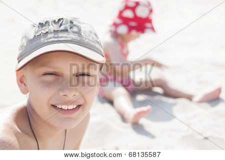 Kids playing on a beach