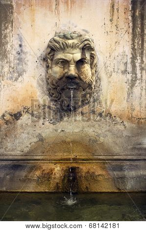 Fountain In The Courtyard Of The Vatican Museums, Rome, Italy