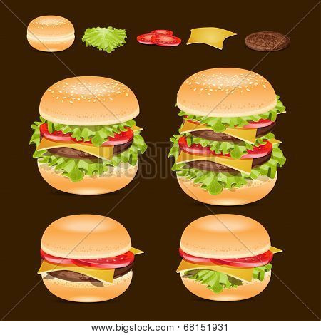 vector burger ingredients