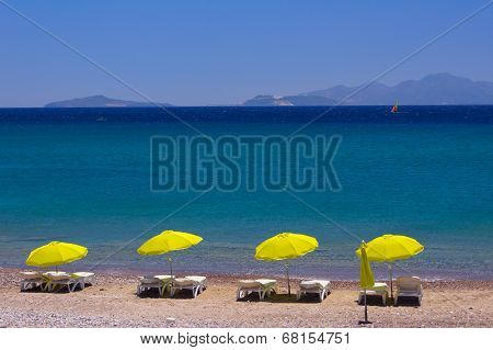 Four sunshade umbrelas