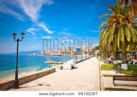  Main city promenade in Saranda, Albania. 