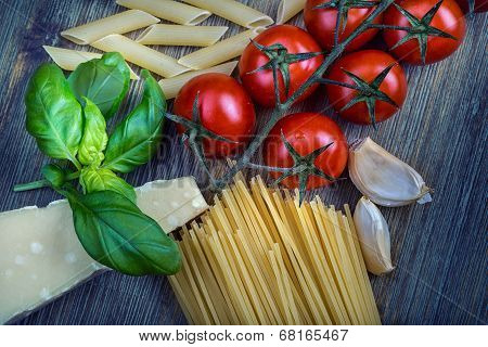 Some ingredients of Italian cuisine.