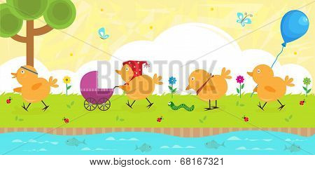 Chicks on a Walk