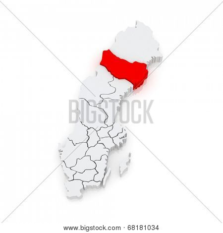 Map of Vasterbotten. Sweden. 3d