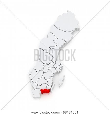 Map of Blekinge. Sweden. 3d