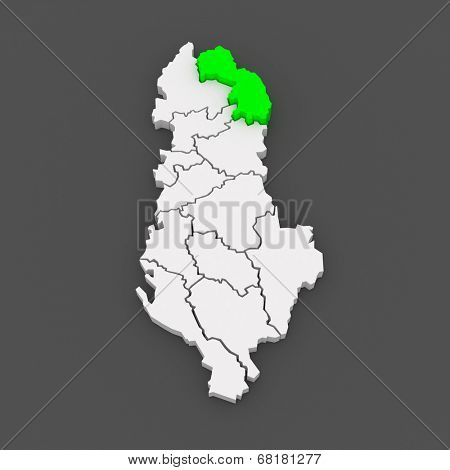 Map of Kukes. Albania. 3d