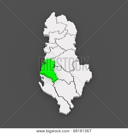 Map of Fier. Albania. 3d