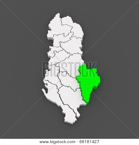 Map of Korca. Albania. 3d