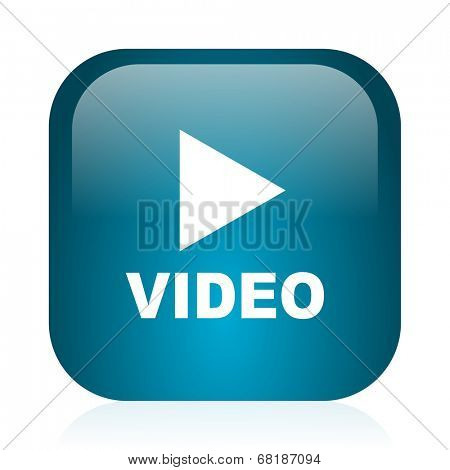 video blue glossy internet icon